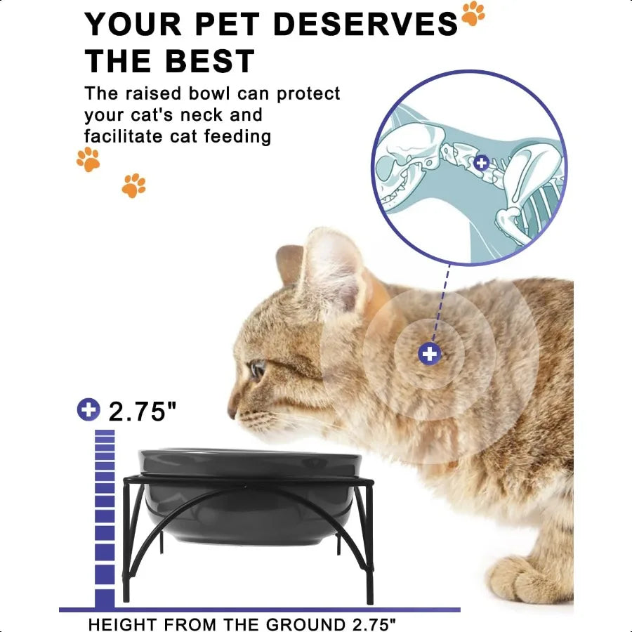 Dog Cat Food Bowls12 OZ 1.5 Cup Ceramic Raised Pet Bowls for Food and Water Two Elevated Pet Dishes Bowls 2.75 Height Sturdy Me