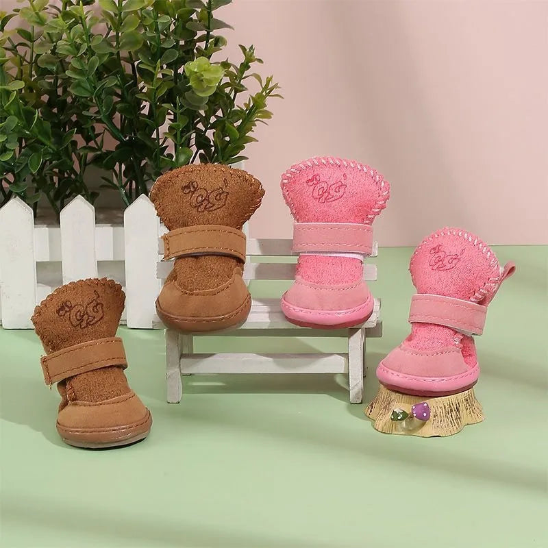 New Pet Snow Boots Cat Dog Plush Cotton Boots Soft Comfortable Washable Spring Winter Small Dog Warm Shoes Pets Products