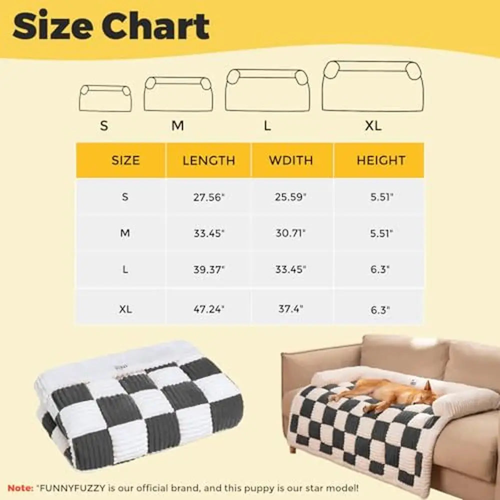 Cozy Plaid Pet Couch Cover Bed Mat Protector Dogs Cats Small Medium Large XL Sofa Shield Black Anti-Slip Easy Wash Fun Outdoor