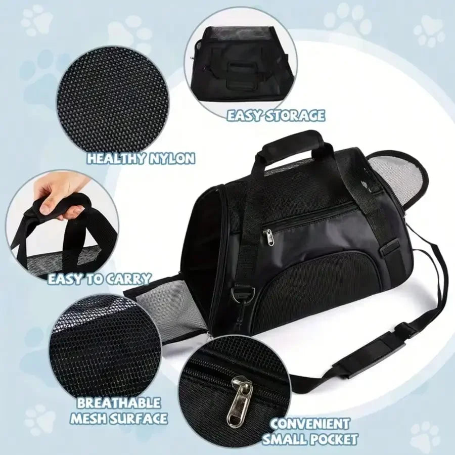 Pet Carrier Backpack: Breathable Mesh Design For Small Dogs & Cats, Ventilated Travel Bag