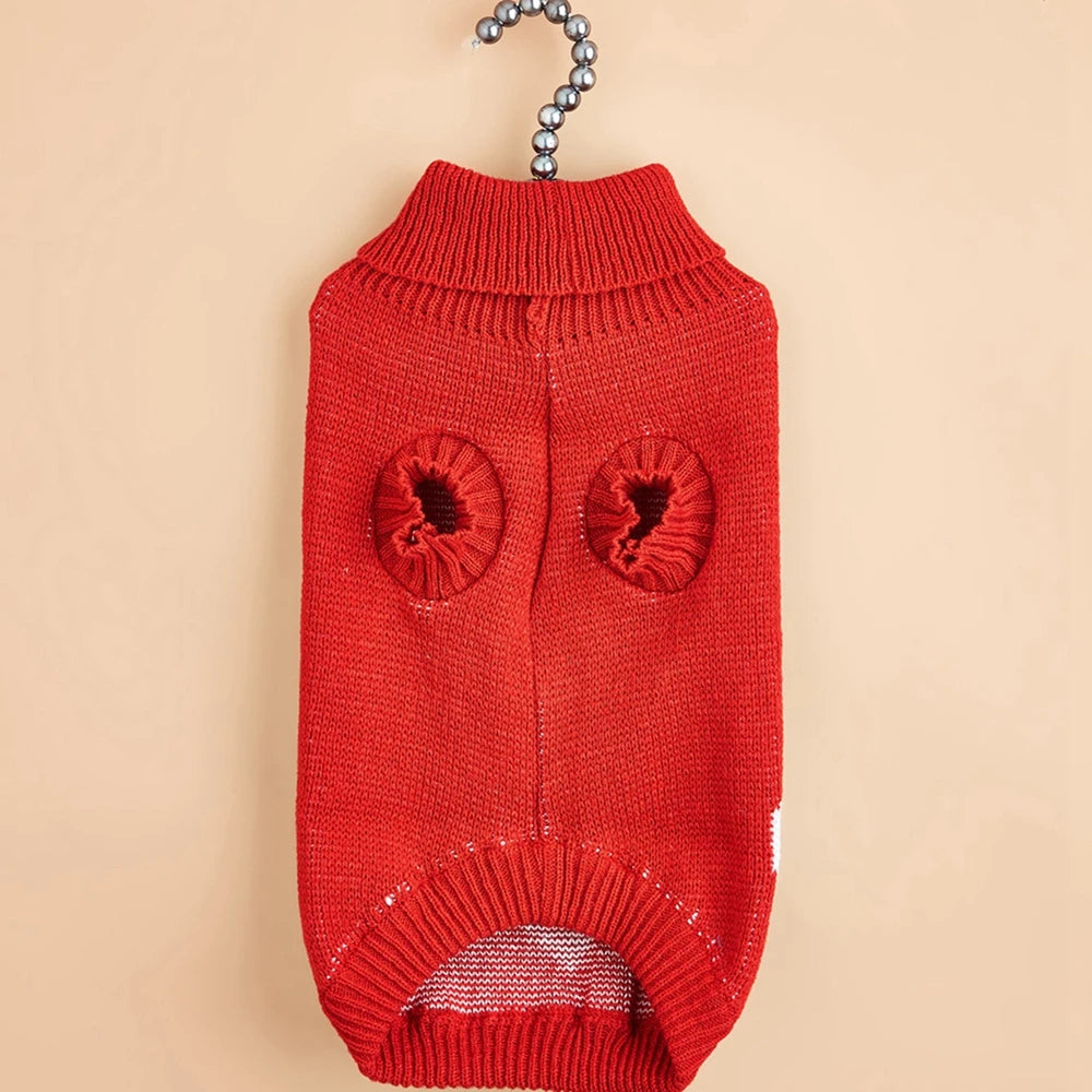 Cute Dog Sweater Heart Pattern Warm Pet Jumper Cat Puppy Coat Jacket Winter Clothes High Collar Knitwear For Cat Small Big Dog