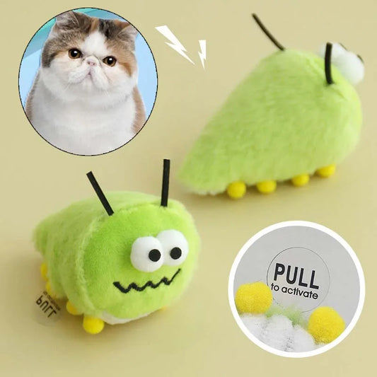 Cat Plush Toy Interactive Catnip Green Bug Cute Kitten Chew Toy Squeak Bite Resistance Cat Toy Accessories