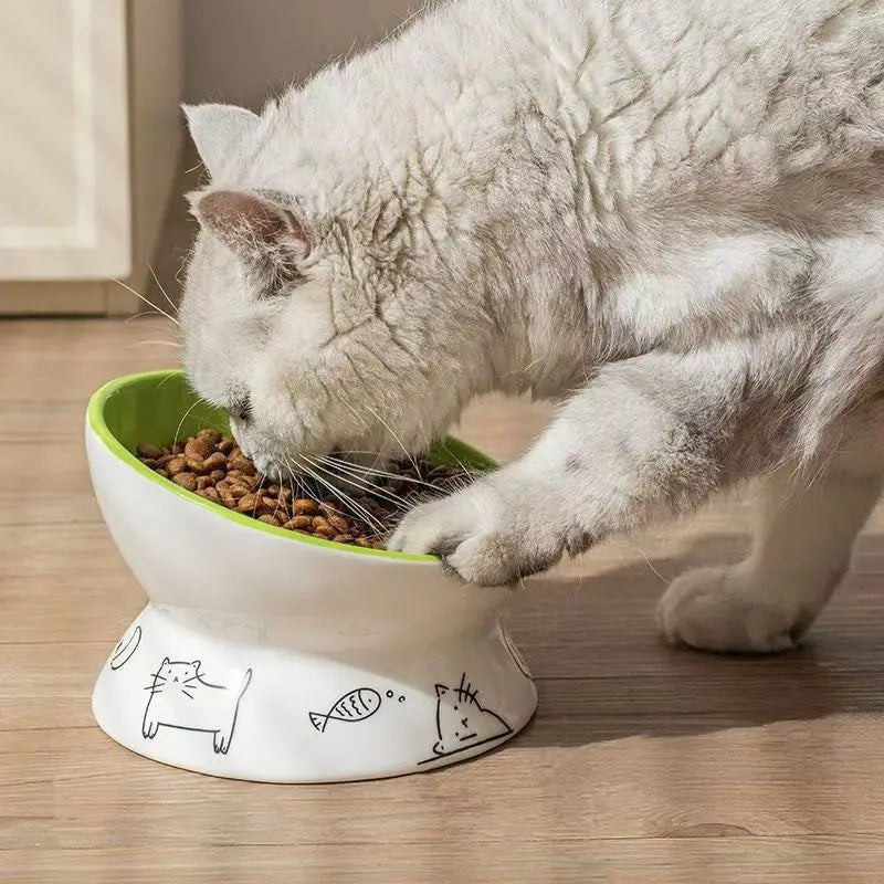 Ceramic Raised Cat Bowl  Elevated Pet Feeding Tray for Cats and Small Dogs Food Dispenser Pet Supplies Dog Accessories