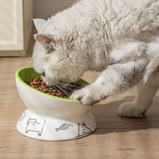 Ceramic Raised Cat Bowl  Elevated Pet Feeding Tray for Cats and Small Dogs Food Dispenser Pet Supplies Dog Accessories