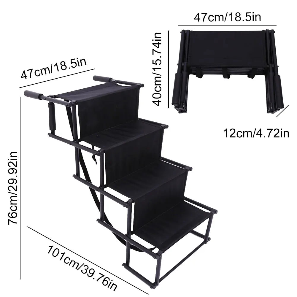 4 Steps Pet Ramps Foldable Dog Car Steps Lightweight Pet Ladder Portable Dog Cat Ladder Folding Pet Stairs Ramp for Travel