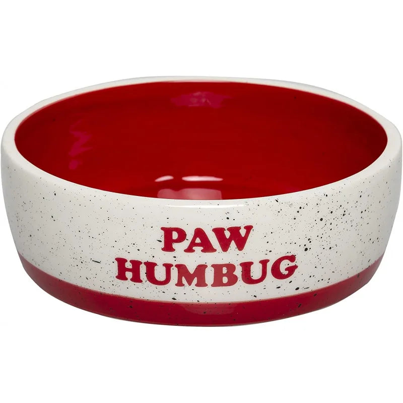 Paw Humbug Pet Bowl, Speckled Dog and Food Dish, Holiday , Holds 3 Cups, Medium