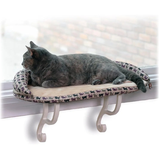 Pet Products Bolster Kitty Sill Cat Window Perch Bed for Large Cats, Orthopedic Window Hammock Holds 40 lbs, Washable Cover,