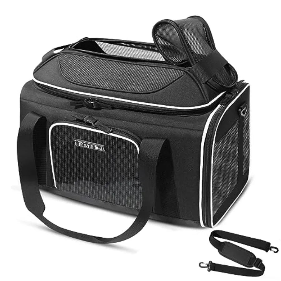 Top-Expandable Pet Carrier 18x13x9.5 Inches Southwest Airline Approved Soft-Sided Carrier for Small Cats and Dogs with Locking