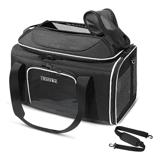 Top-Expandable Pet Carrier 18x13x9.5 Inches Southwest Airline Approved Soft-Sided Carrier for Small Cats and Dogs with Locking