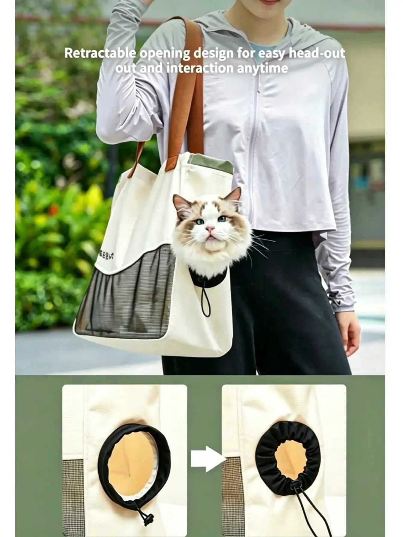 1pc Breathable Mesh Pet Carrier Bag, Suitable For Cats And Dogs. Soft Foldable Design, Supports Hand-Held And Shoulder Strap Carrying, Ventilated Structure To Avoid Stuffiness. Equipped With Reinforced Non-Slip Handle, Waterp