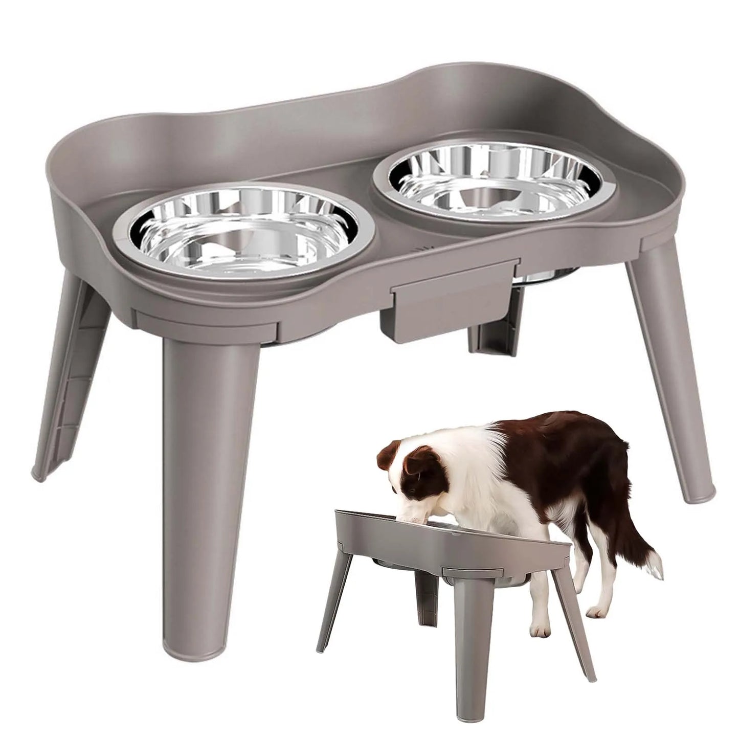 Raised Stand Elevated Dog Feeder Non-Slip and No Spill Design Bowl Pet Supplies Suitable for Improve Posture and Comfort Xuan-US